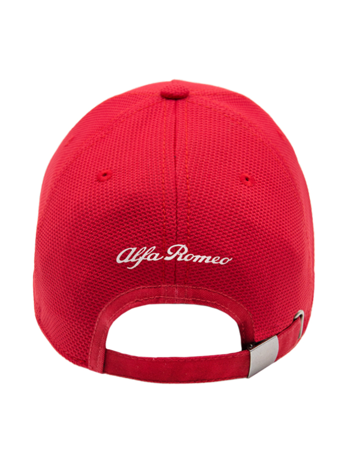 Alfa Romeo Berretto Rosso con logo grigio da uomo-3