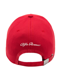 Alfa Romeo Berretto Rosso con logo grigio da uomo-3