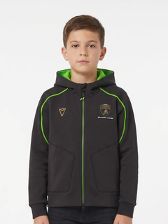 Felpa Zip Bambino Lamborghini Squadra Corse SPORTSWEAR 2026/27 Nero/Verde-1
