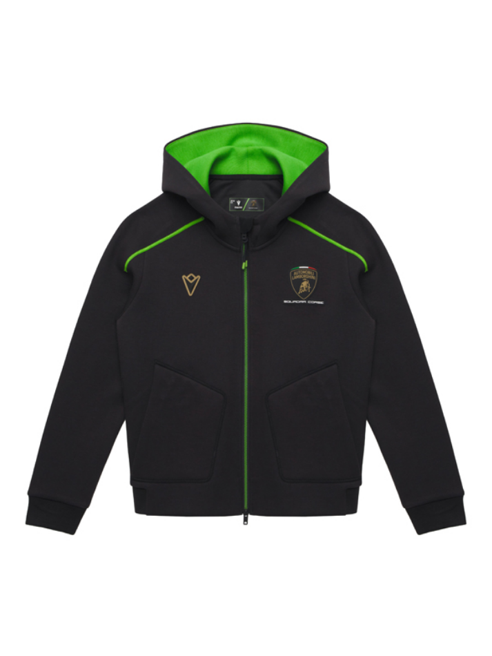 Felpa Zip Bambino Lamborghini Squadra Corse SPORTSWEAR 2026/27 Nero/Verde