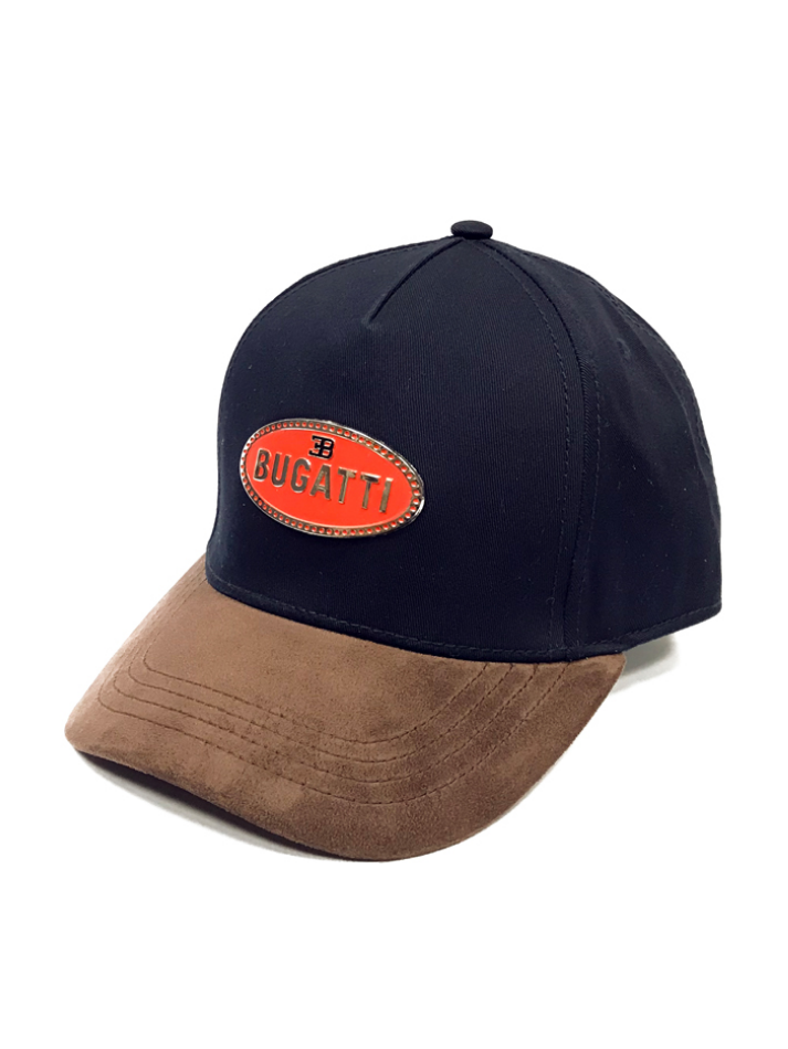 Cappellino Uomo Bugatti Blu con visiera in velluto marrone-2