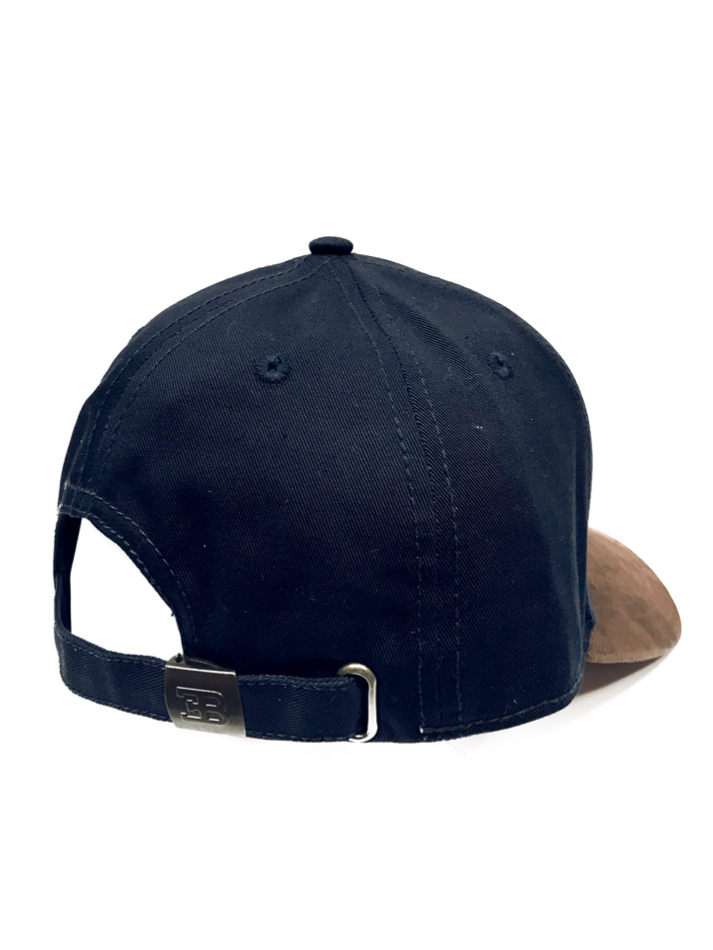 Cappellino Uomo Bugatti Blu con visiera in velluto marrone-3