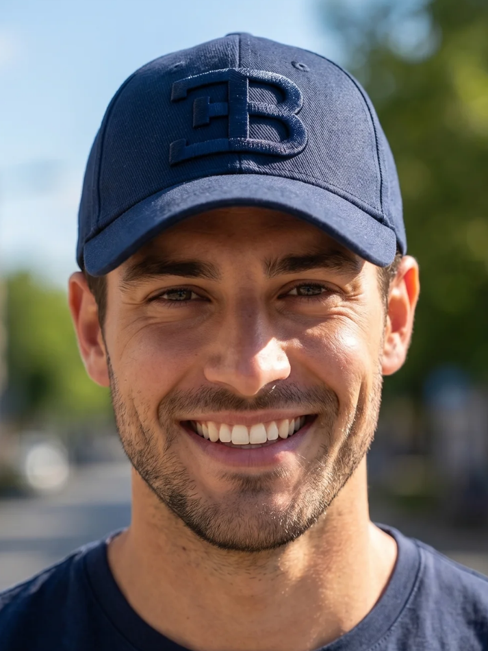 Cappellino Uomo Bugatti Blu scuro elettrico con Logo EB rilievo-1