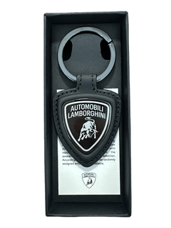 Portachiavi Automobili Lamborghini in pelle con logo in box elegante.