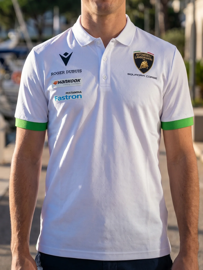 Polo Uomo Lamborghini Squadra Corse Super Trofeo 2026/27 Bianco/Verde