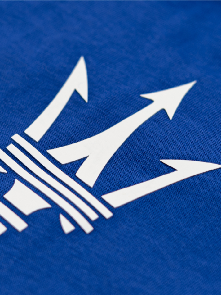 Maserati T-shirt Uomo Blu Stampa in Gomma-4