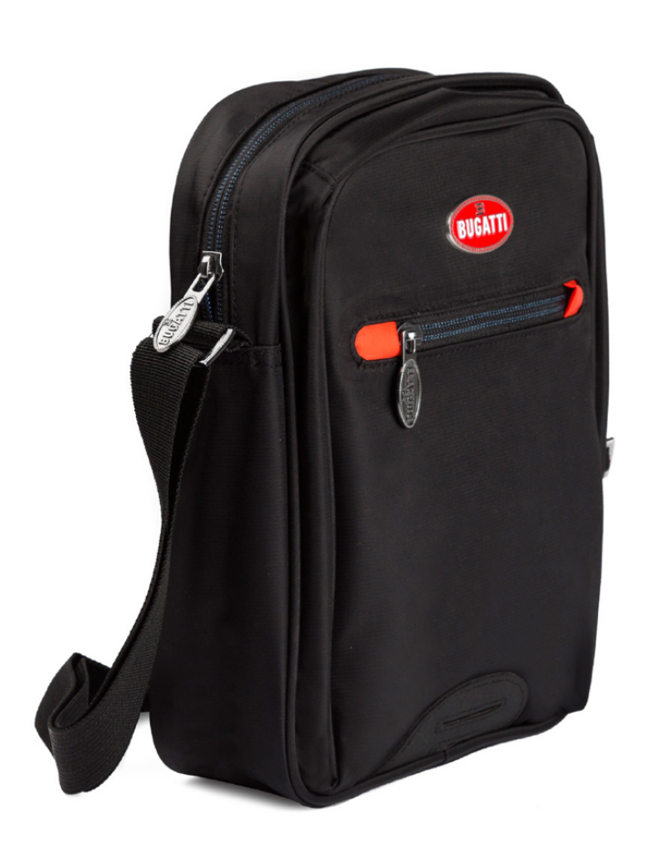 Borsa tracolla bugatti nera con logo rosso
