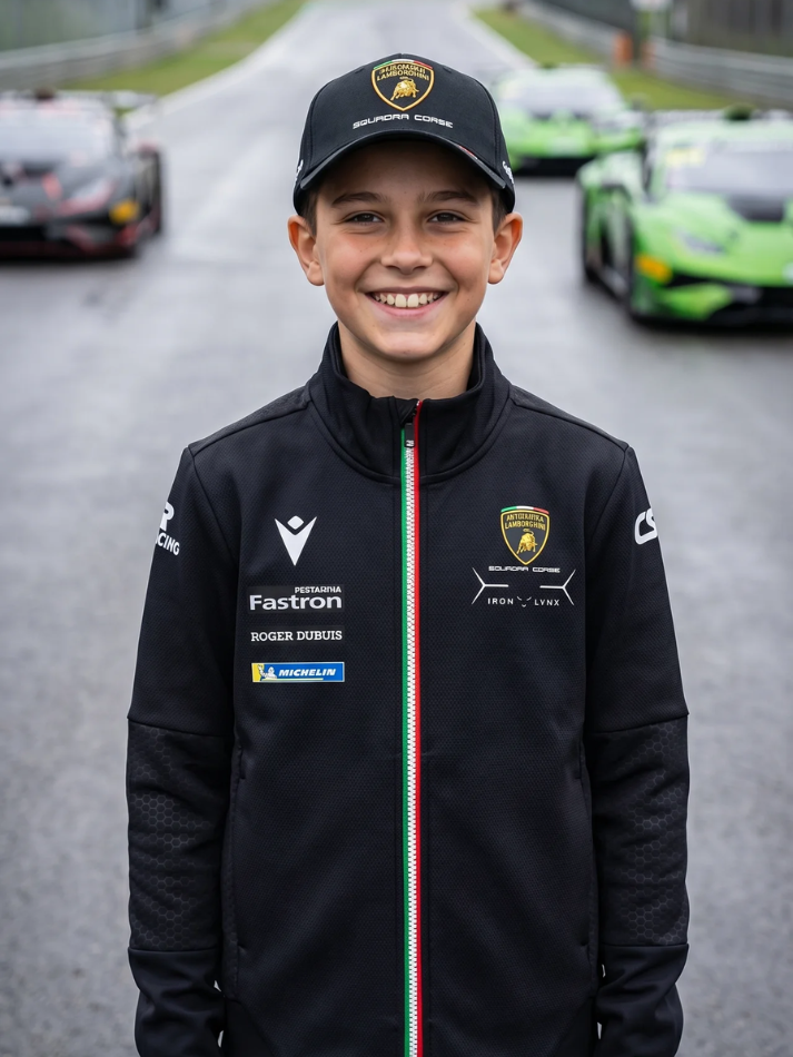 Felpa Full Zip Bambino Automobili Lamborghini Squadra Corse LMDH 2024/25 Nero-1