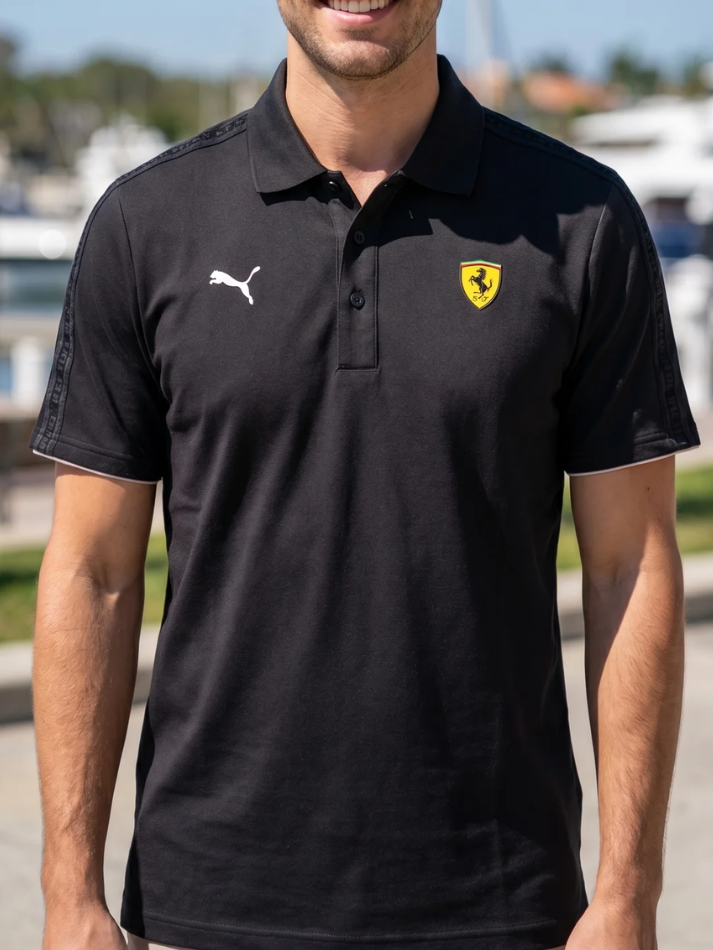 Ferrari polo da uomo Race Cloudspun nera-1