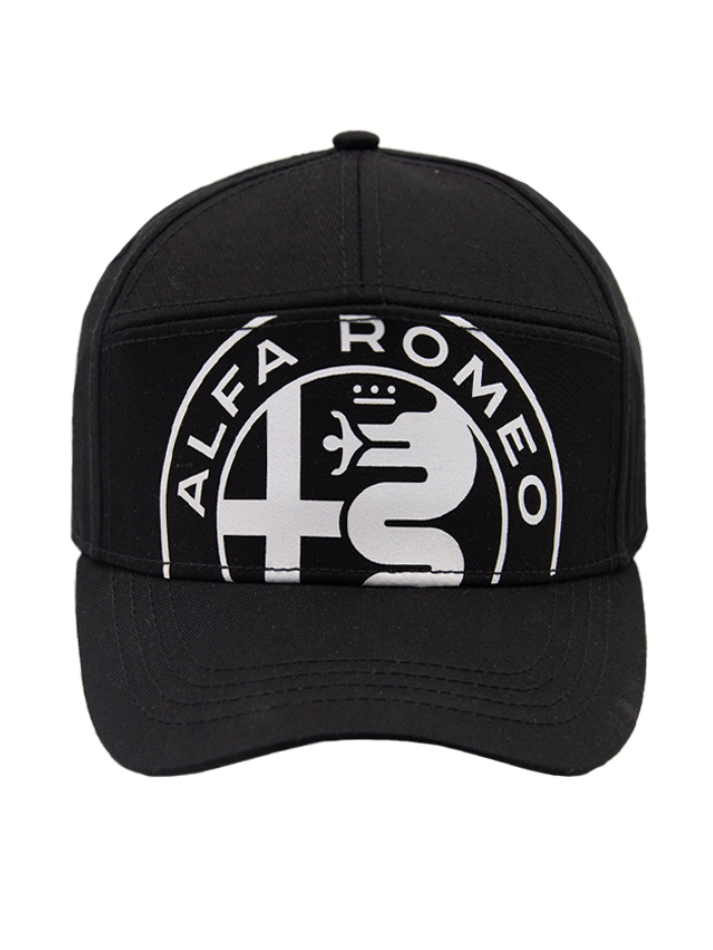 Alfa Romeo Berretto Nero da uomo con logo grande plastificato-3