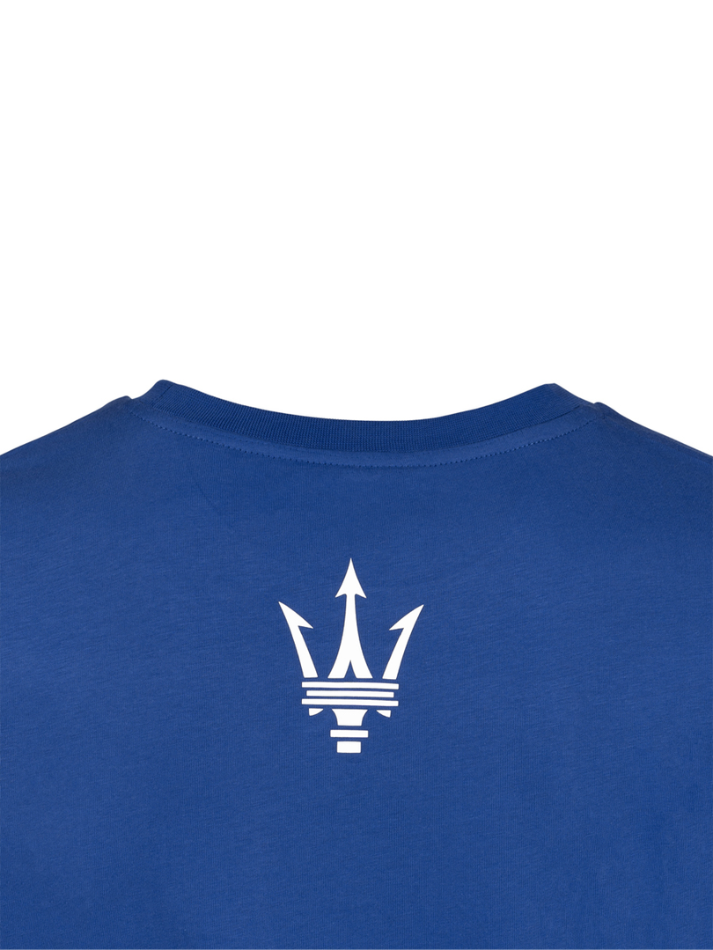 Maserati T-shirt Uomo Blu Stampa in Gomma-3