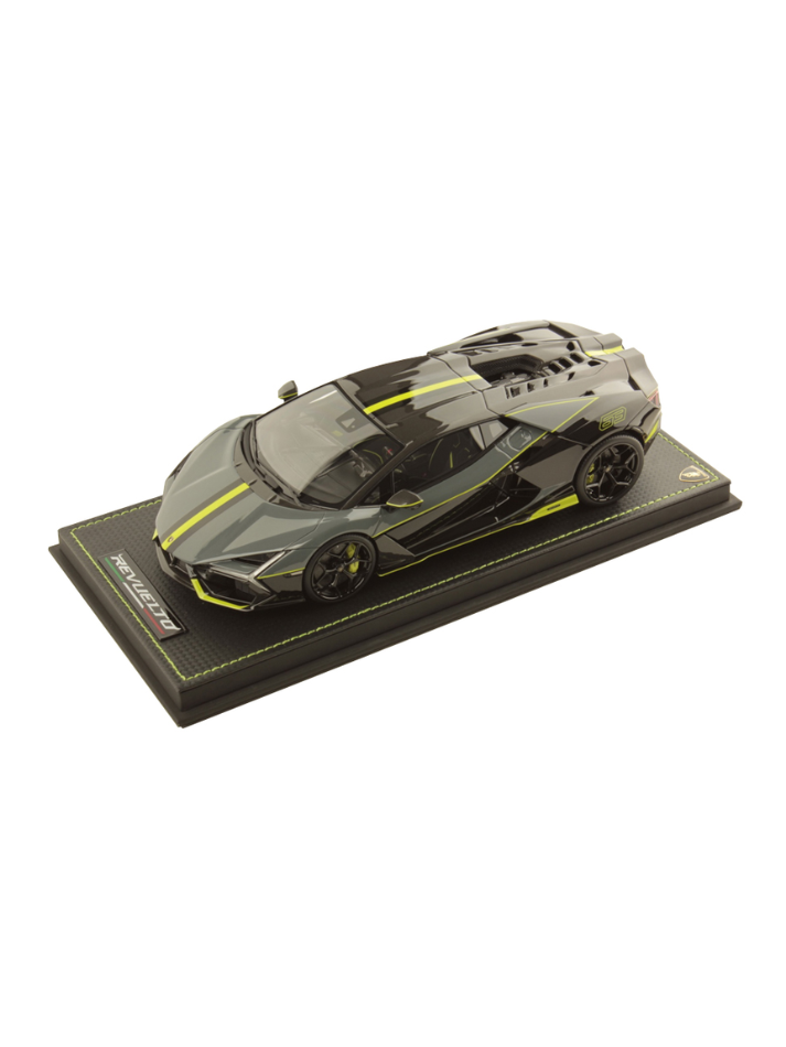 Modellino auto in scala 1:18 Lamborghini Revuelto grigio telesto/nero noctis/verde scandal-1