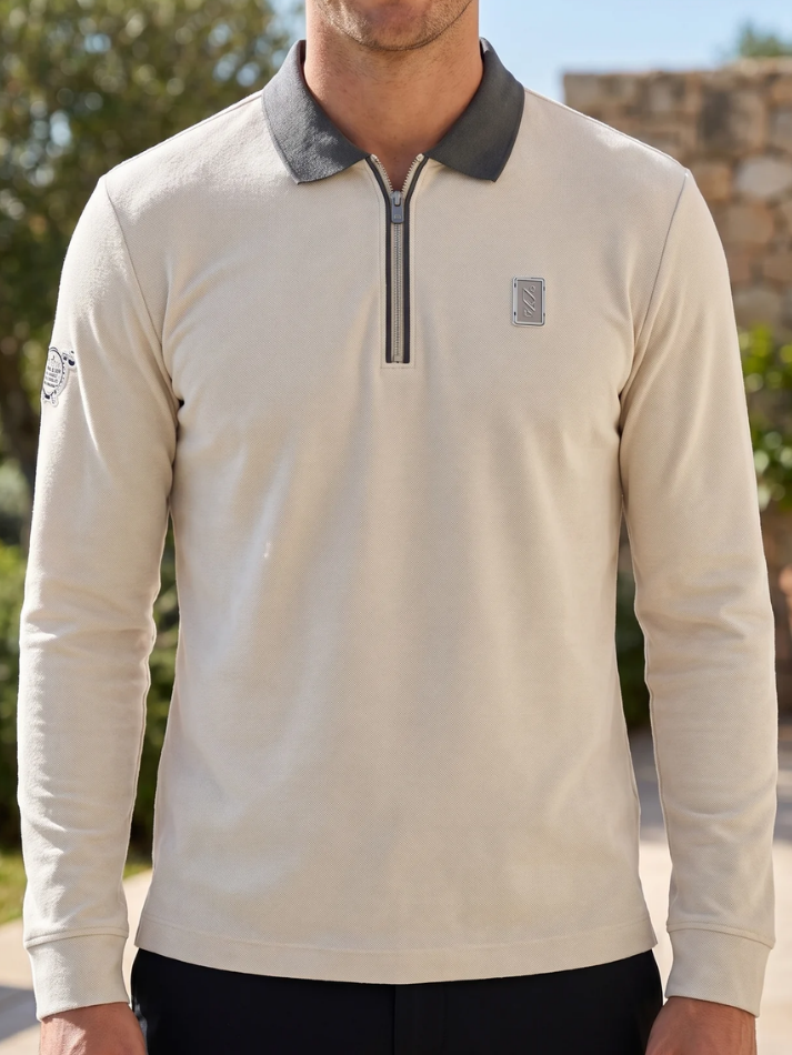 Maserati Polo manica lunga da uomo sleeve white