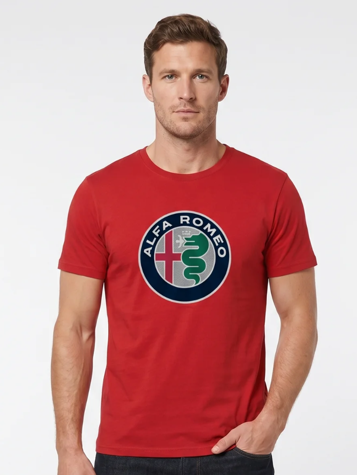 T-shirt Alfa Romeo bianca con logo a colori bianca/rossa-3