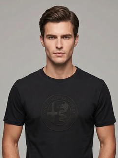 T-shirt Alfa Romeo Tono su tono nera-1