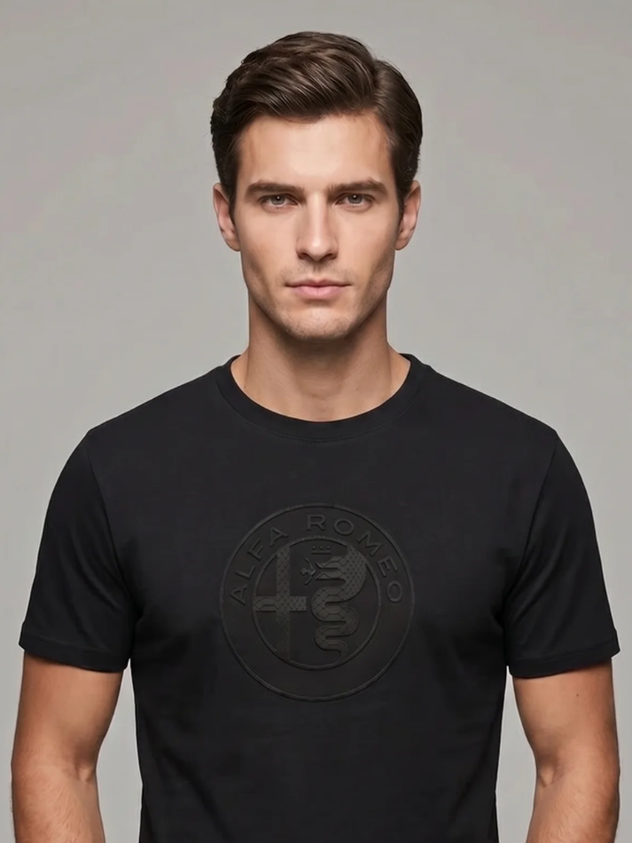 T-shirt Alfa Romeo Tono su tono nera-1