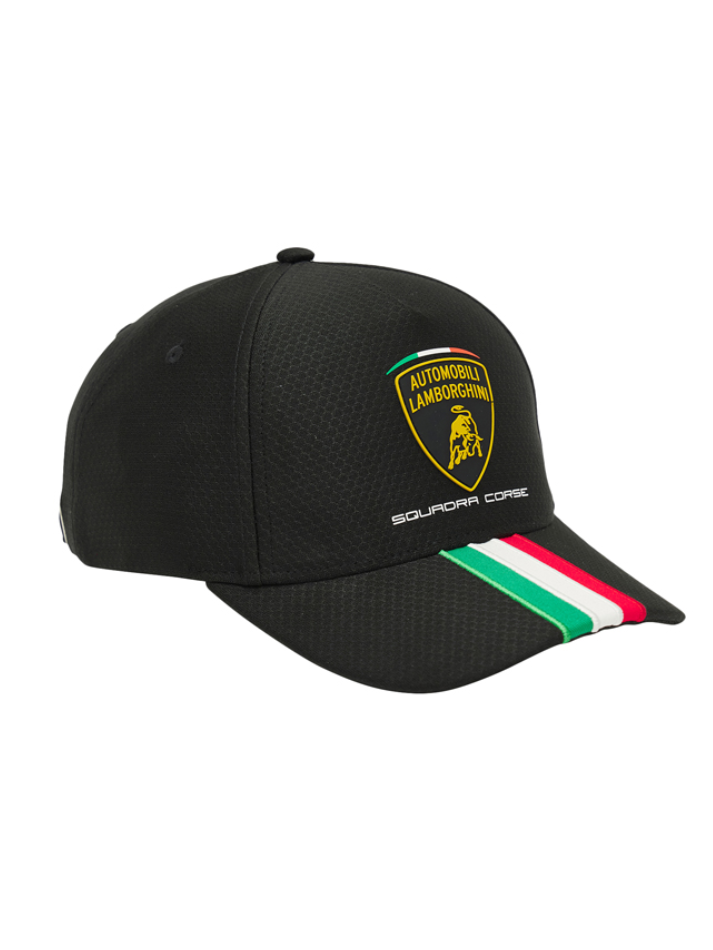 Cappellino Bambino Automobili Lamborghini Squadra Corse Nero con Banda Italiana-3