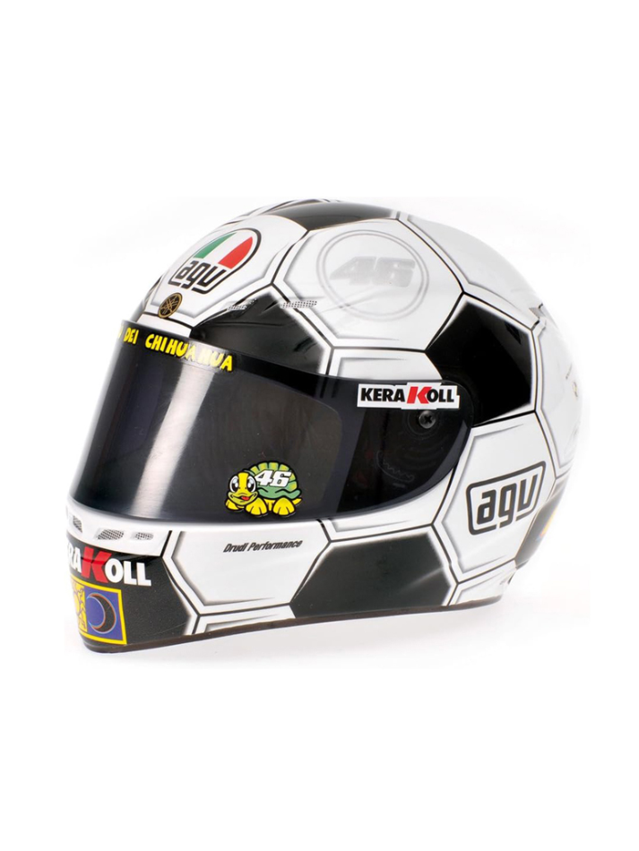 Caschetto Valentino Rossi Heritage VR46 HELMET  MOTO GP Montemelò 2008 in scala 1:5-1