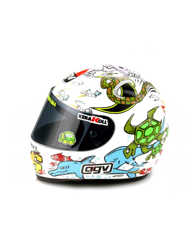 Caschetto Valentino Rossi Heritage VR46 HELMET MOTO GP Valencia 2005 in scala 1:5-1