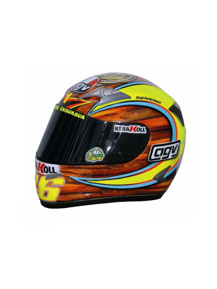 Caschetto Valentino Rossi Heritage VR46 HELMET MUGELLO 2004 in scala 1:5-1