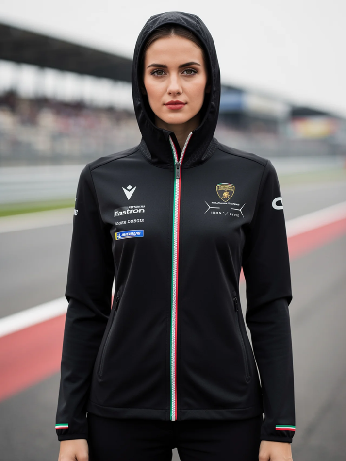 Giacca da Pioggia Donna Automobili Lamborghini Squadra Corse LMDH 2024/25 Nero-1