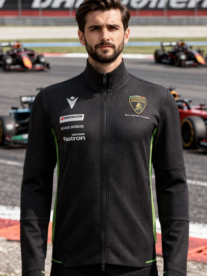 Felpa Full Zip Automobili Lamborghini Squadra Corse 2024/25 Nero/Verde