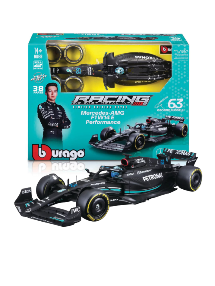 Modellino auto Burago in scala 1:24 MERCEDES AMG - F1 W14 MODEL KIT #63 RUSSELL-1