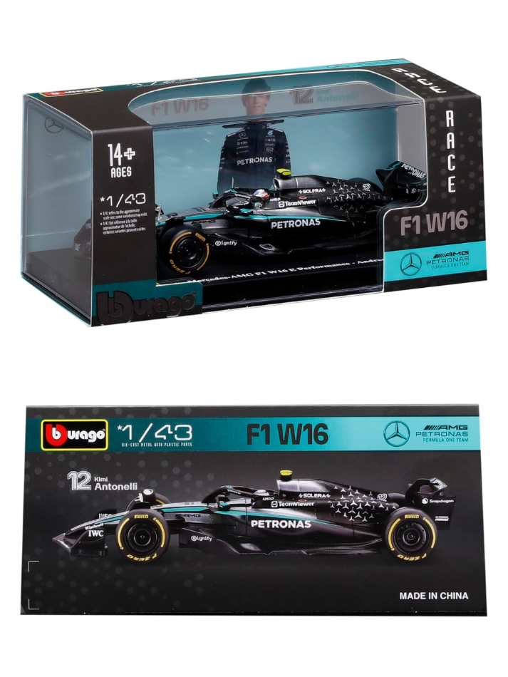 Modellino auto Burago in scala 1:43 MERCEDES AMG - F1 W16 2025 #12 KIMI ANTONELLI Signature-3
