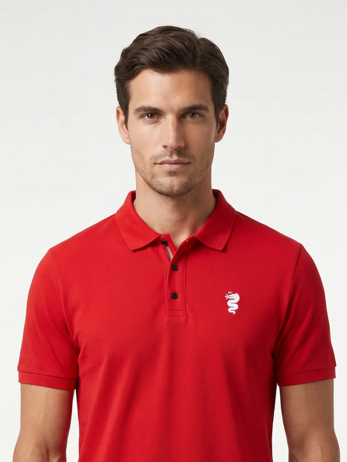 Polo da uomo Alfa Romeo classic con logo serpentine verde/rossa-1