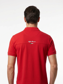 Polo da uomo Alfa Romeo classic con logo serpentine verde/rossa-2