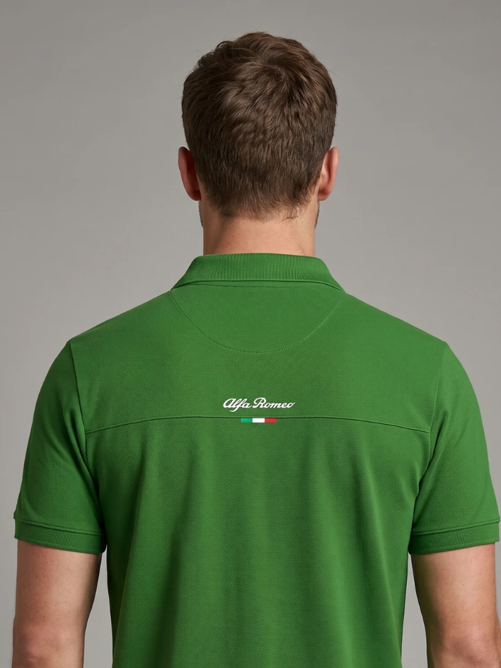 Polo da uomo Alfa Romeo classic con logo serpentine verde/rossa-6