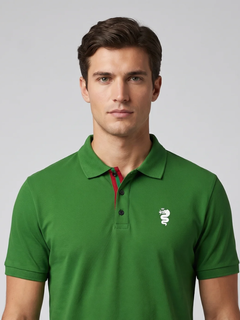 Polo da uomo Alfa Romeo classic con logo serpentine verde/rossa-5