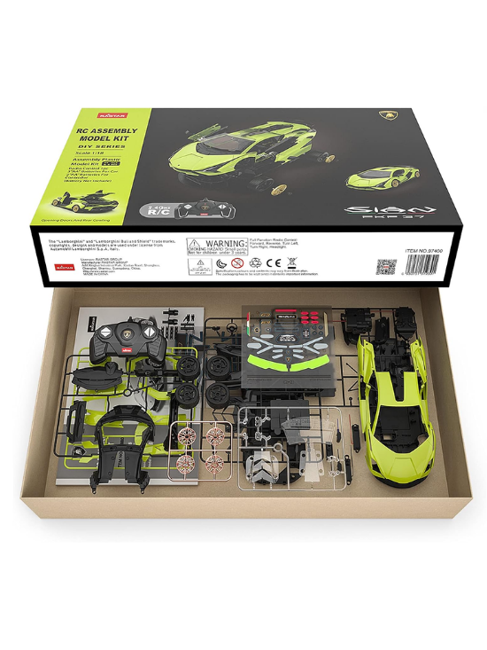 RASTAR Modellino auto con kit montaggio in scala 1:18 Lamborghini Sian FKP37 RC Car Kit Green-4