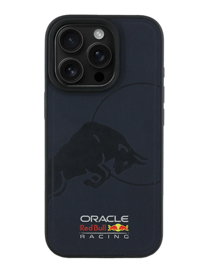 REDBULL RACING - MAGSAFE MESHED PU LEATHER CASE WITH 3D RUBBER DRIVER NUMBER ONE - NAVY-1