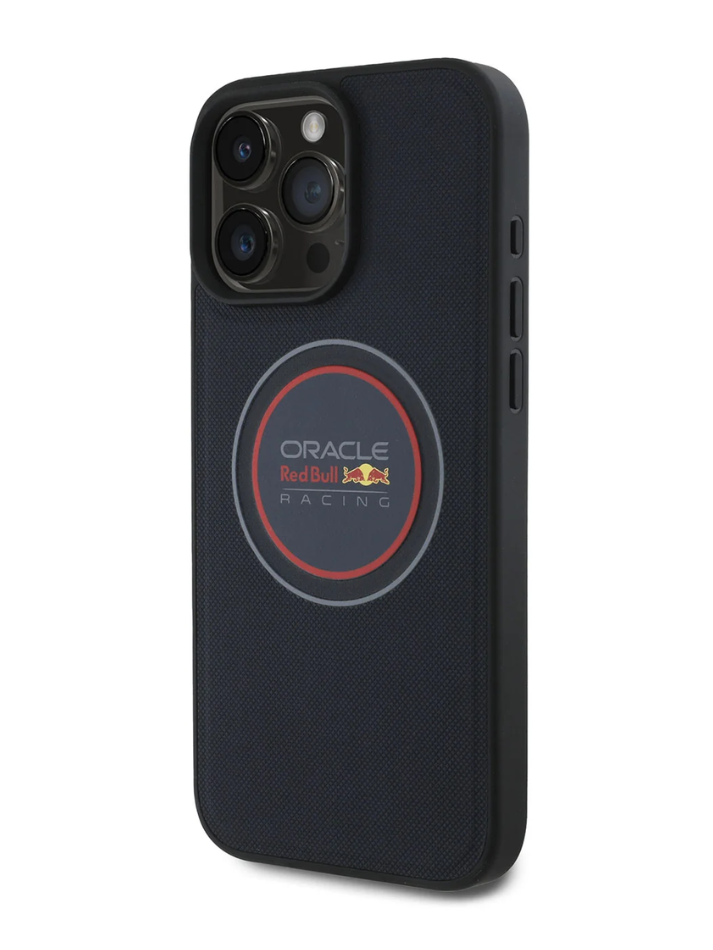 REDBULL RACING - MAGSAFE MESHED PU LEATHER CASE WITH LOGO AND RED RING - NAVY-2